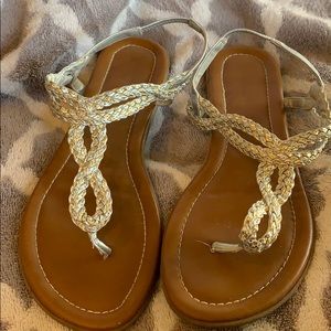 Metallic (silver and gold braided) sandals